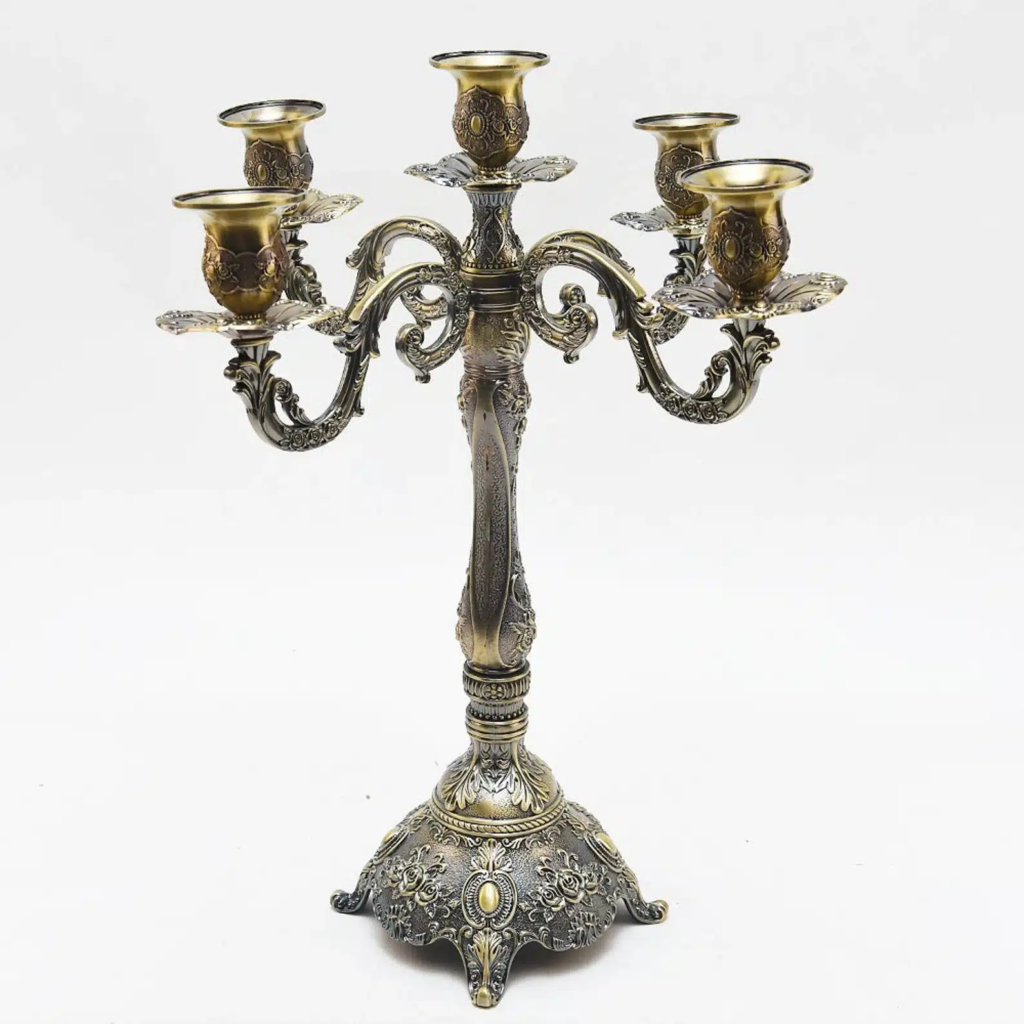 Home Bronze Candelabra Metal 3-arms Candle Holder