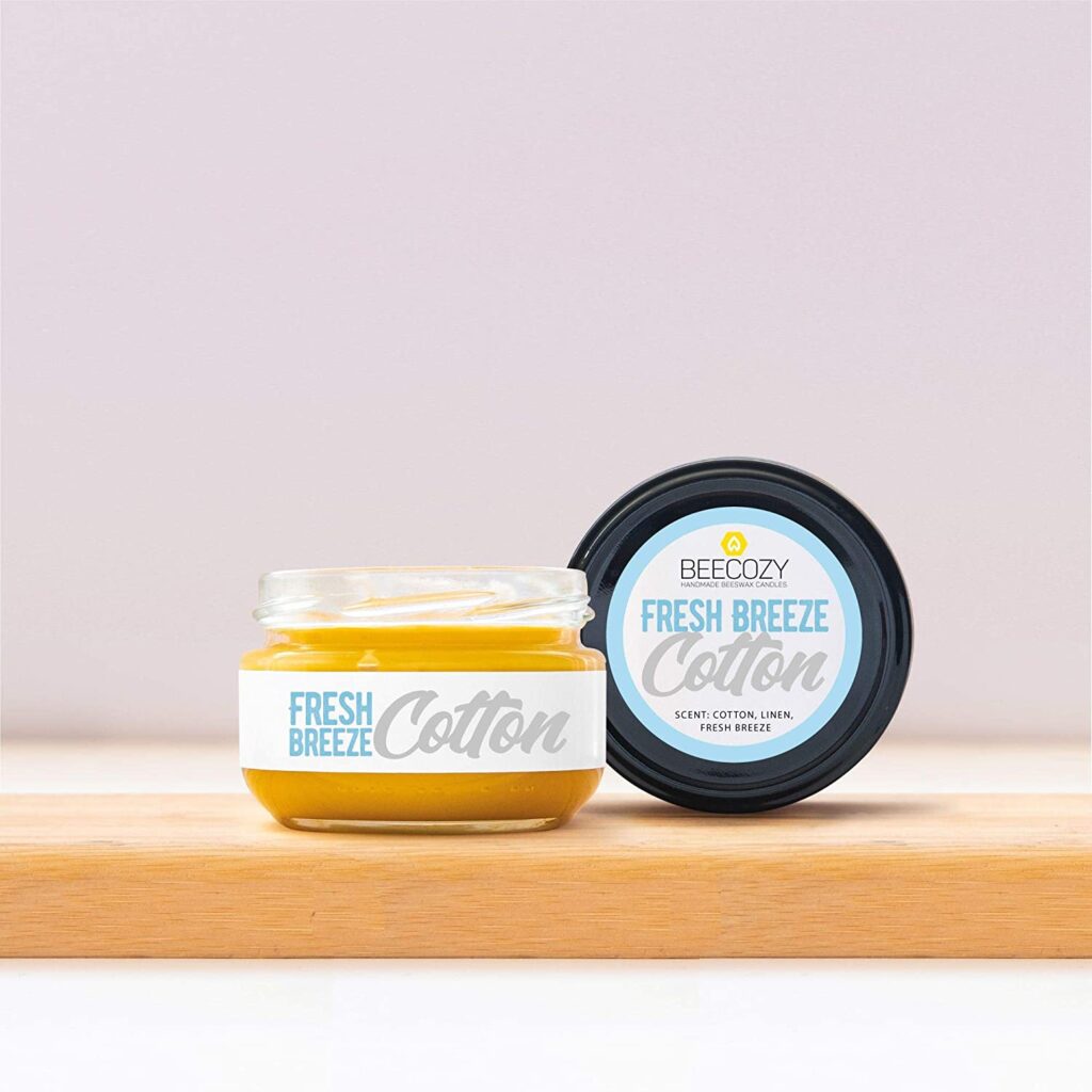 Fresh Breeze Cotton Scented Beeswax Handmade Candles – 80g