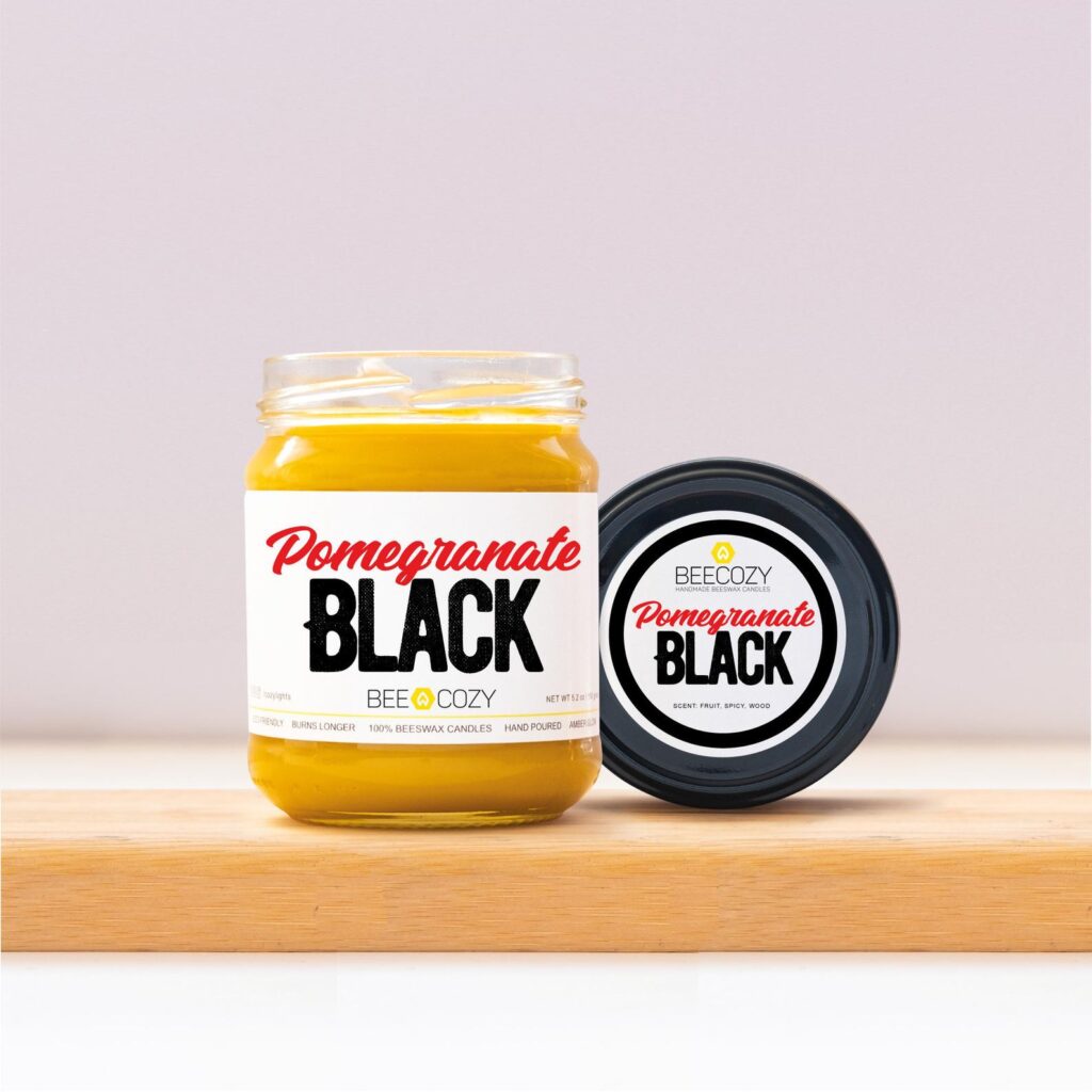 Pomegranate Black Beeswax Handmade Candles – 150g