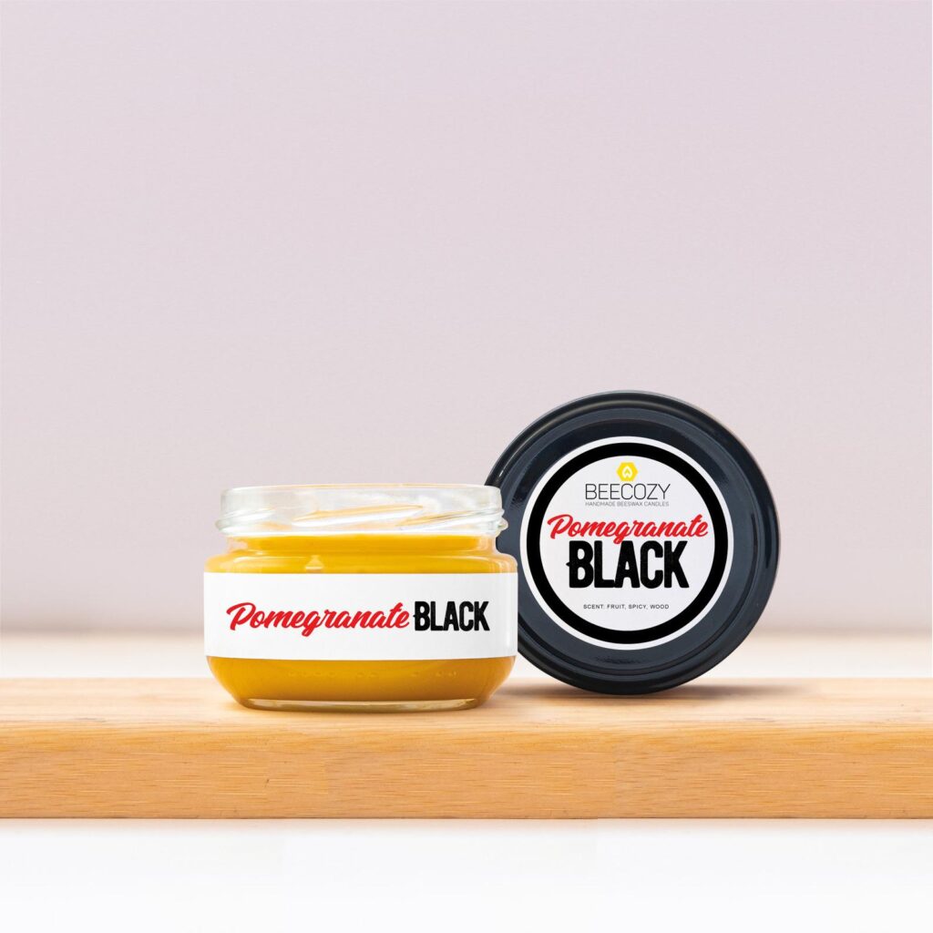 Pomegranate Black Beeswax Handmade Candles – 80g