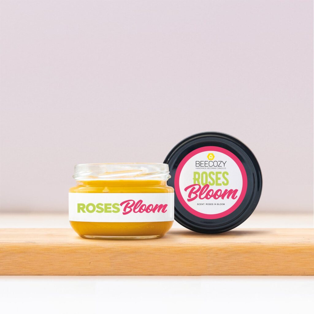Roses Bloom Beeswax Handmade Candles – 80g