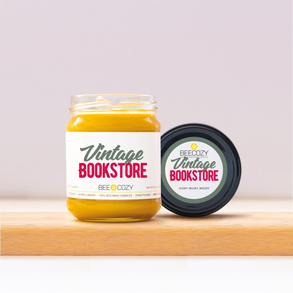 Vintage Bookstore Scented Beeswax Handmade Candles – 150g