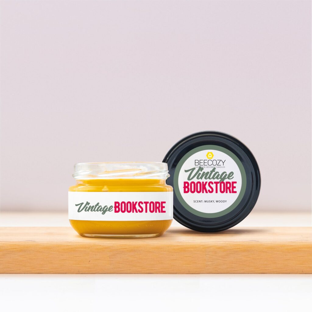 Vintage Bookstore Scented Beeswax Handmade Candles – 80g